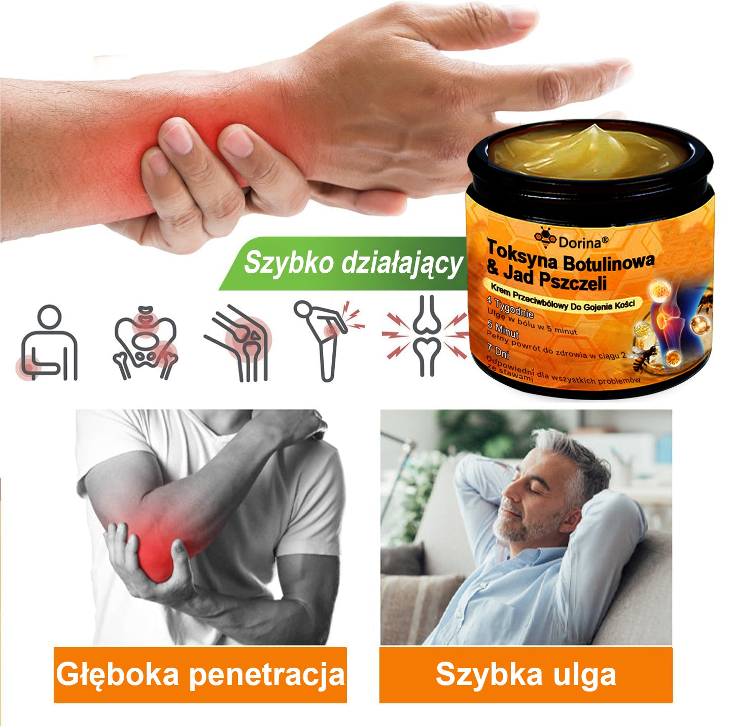 🔥Dorina®Toksyna botulinowa i jad pszczeli Balsam Łagodzący Ból i Leczenie Kości🐝 (Polecane dla seniorów przez ortopedów)🔥