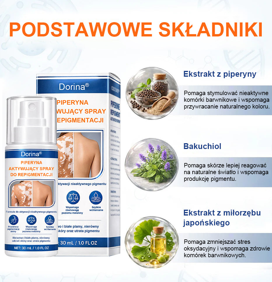 💧💧💧Spray aktywujący repigmentację Piperine Dorina®